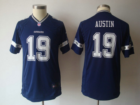 Nike Blue Dallas Cowboys 19 Austin Youth Game NFL Jerseys
